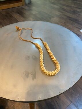 Handcrafted Beaded Necklace in Natural Beige wear as choker or longer